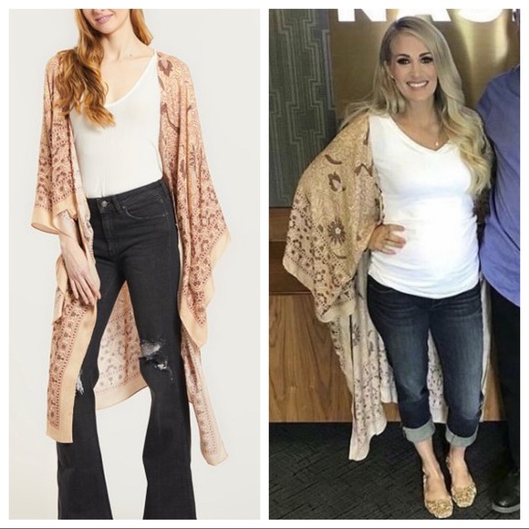 FREE PEOPLE BOHO KIMONO FLOWY CARDIGAN CAPE A2C - Picture 9 of 15